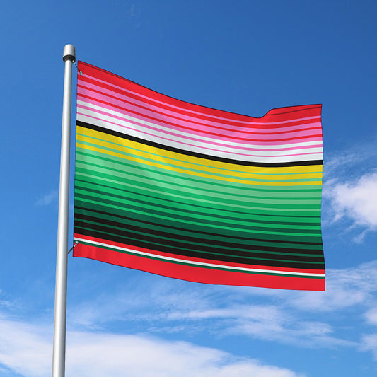 Colorful Mexican Serape Stripe Print Polyester Flag