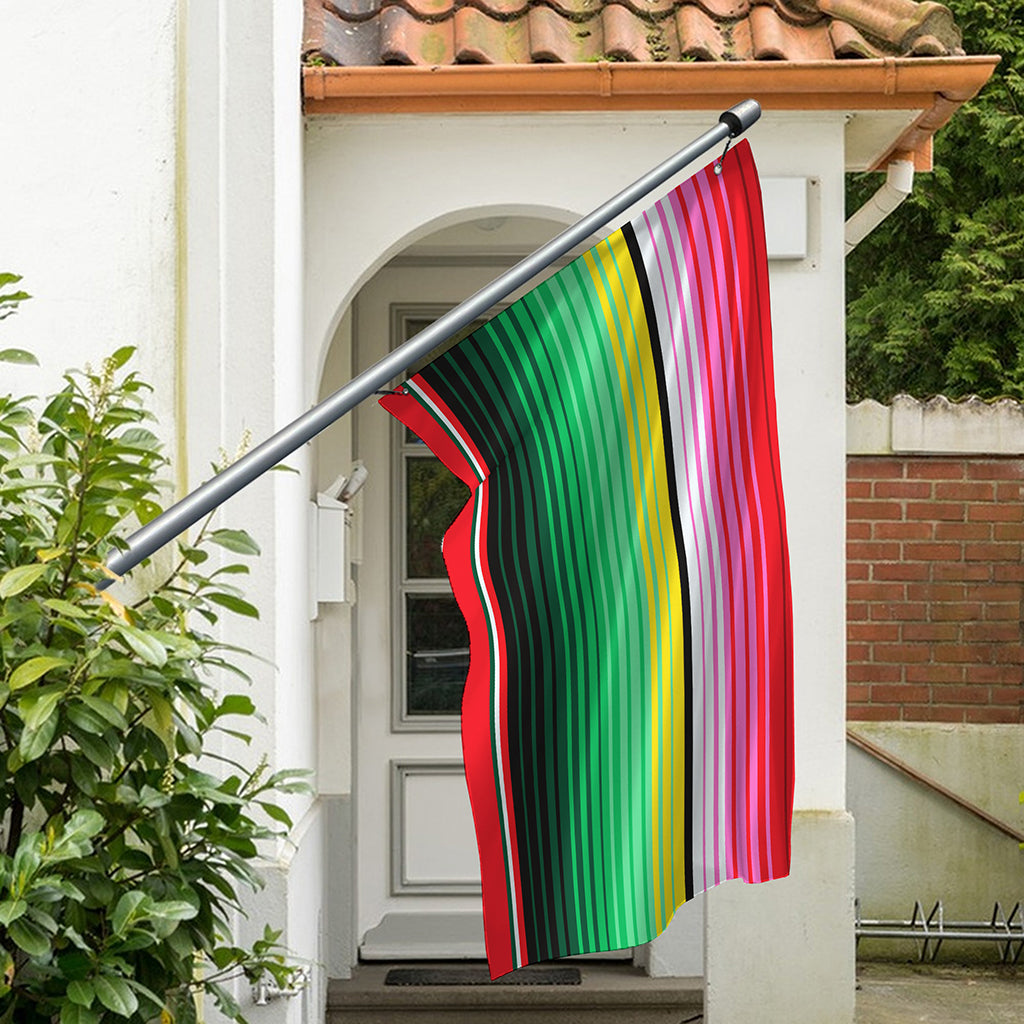 Colorful Mexican Serape Stripe Print Polyester Flag