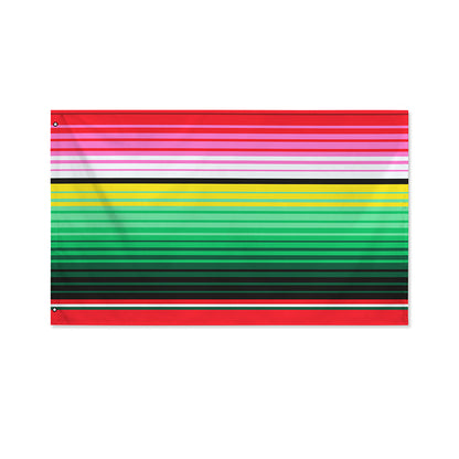 Colorful Mexican Serape Stripe Print Polyester Flag