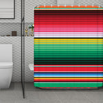 Colorful Mexican Serape Stripe Print Polyester Shower Curtain