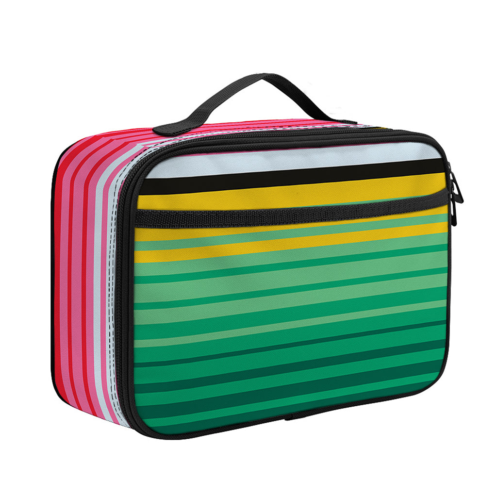 Colorful Mexican Serape Stripe Print Portable Lunch Bag