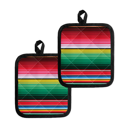 Colorful Mexican Serape Stripe Print Pot Holders