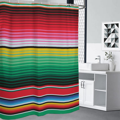 Colorful Mexican Serape Stripe Print Premium Shower Curtain