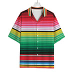 Colorful Mexican Serape Stripe Print Rayon Hawaiian Shirt