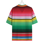 Colorful Mexican Serape Stripe Print Rayon Hawaiian Shirt
