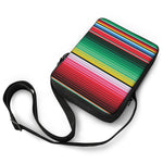 Colorful Mexican Serape Stripe Print Rectangular Crossbody Bag