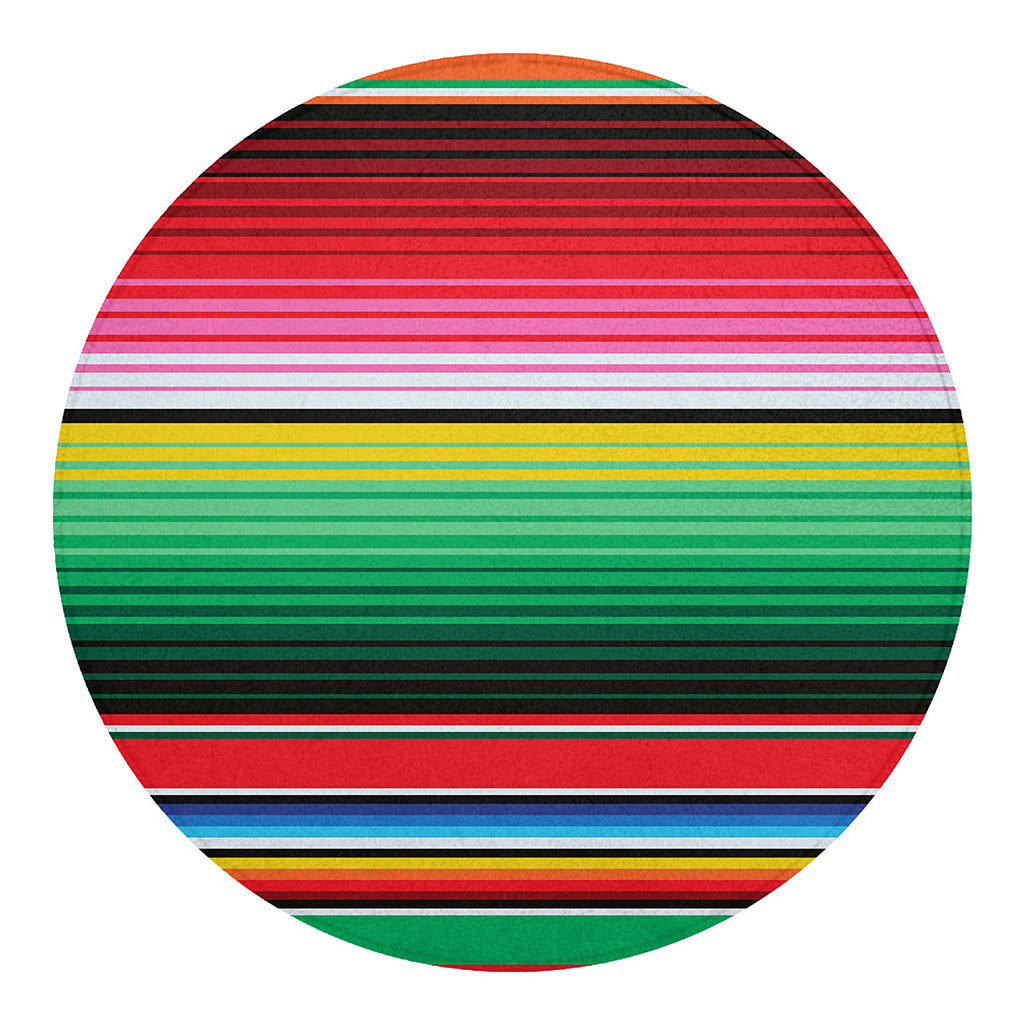 Colorful Mexican Serape Stripe Print Round Blanket