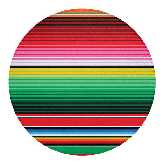 Colorful Mexican Serape Stripe Print Round Blanket