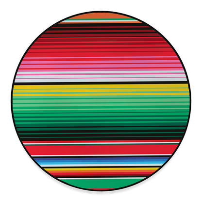 Colorful Mexican Serape Stripe Print Round Floor Mat
