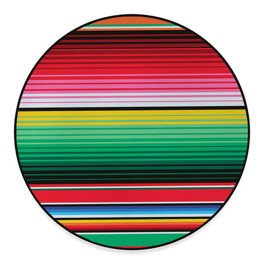 Colorful Mexican Serape Stripe Print Round Floor Mat