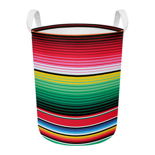 Colorful Mexican Serape Stripe Print Round Laundry Basket