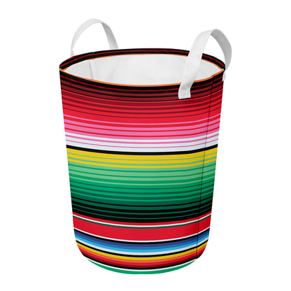 Colorful Mexican Serape Stripe Print Round Laundry Basket