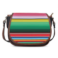 Colorful Mexican Serape Stripe Print Saddle Bag