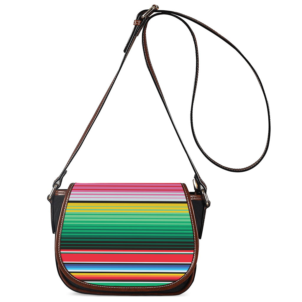 Colorful Mexican Serape Stripe Print Saddle Bag