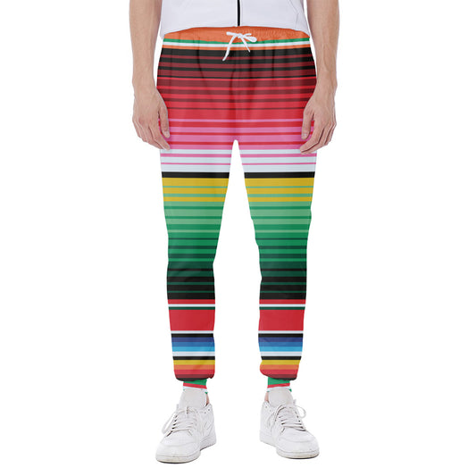 Colorful Mexican Serape Stripe Print Scuba Joggers