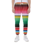 Colorful Mexican Serape Stripe Print Scuba Joggers