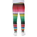 Colorful Mexican Serape Stripe Print Scuba Joggers