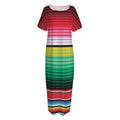 Colorful Mexican Serape Stripe Print Short Sleeve Long Nightdress