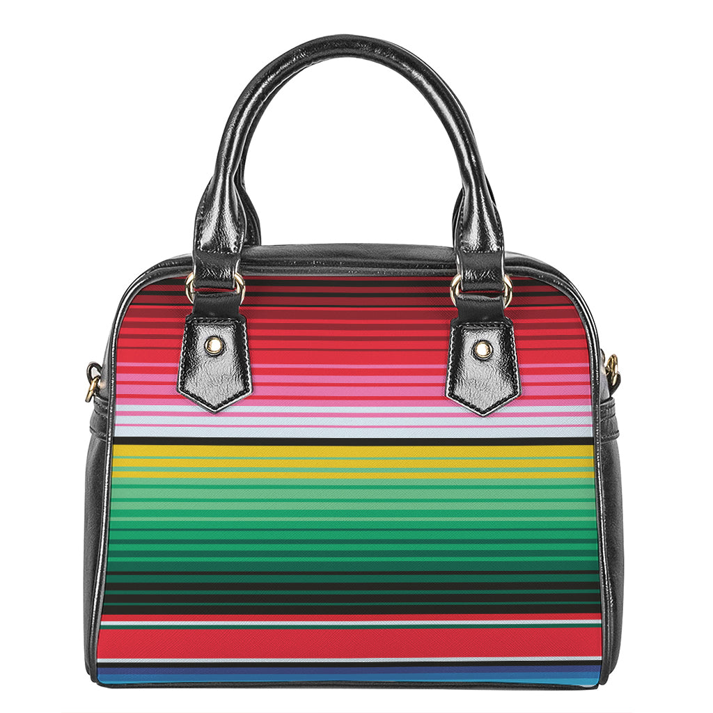 Colorful Mexican Serape Stripe Print Shoulder Handbag