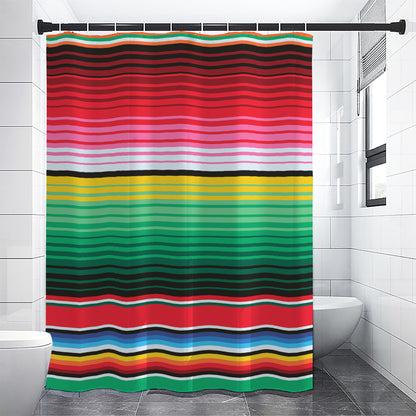Colorful Mexican Serape Stripe Print Shower Curtain