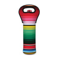 Colorful Mexican Serape Stripe Print Single Neoprene Wine Tote