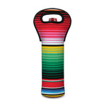 Colorful Mexican Serape Stripe Print Single Neoprene Wine Tote