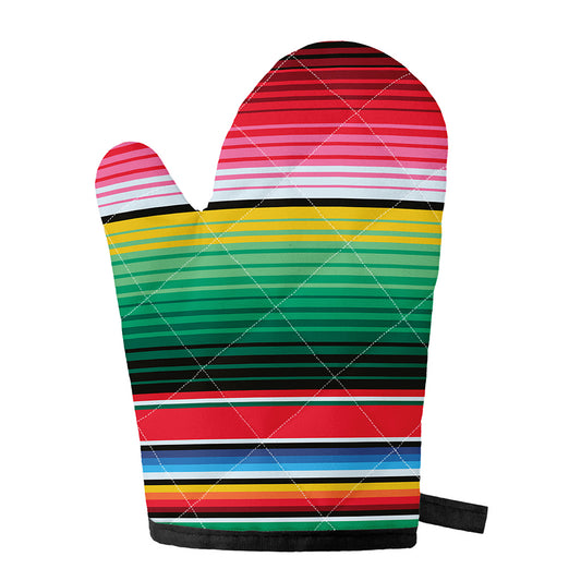 Colorful Mexican Serape Stripe Print Single Oven Mitt