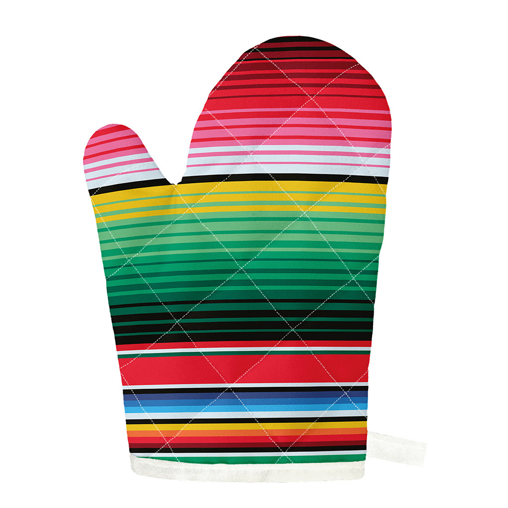 Colorful Mexican Serape Stripe Print Single Oven Mitt