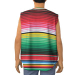 Colorful Mexican Serape Stripe Print Sleeveless Baseball Jersey