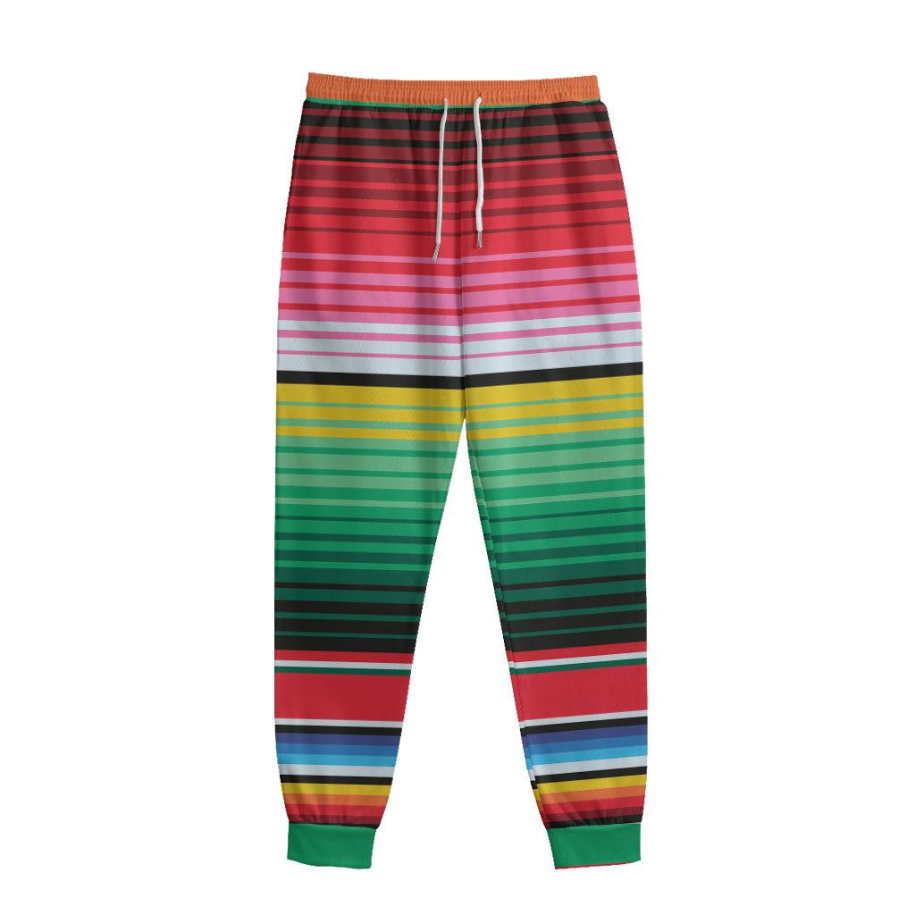 Colorful Mexican Serape Stripe Print Sweatpants