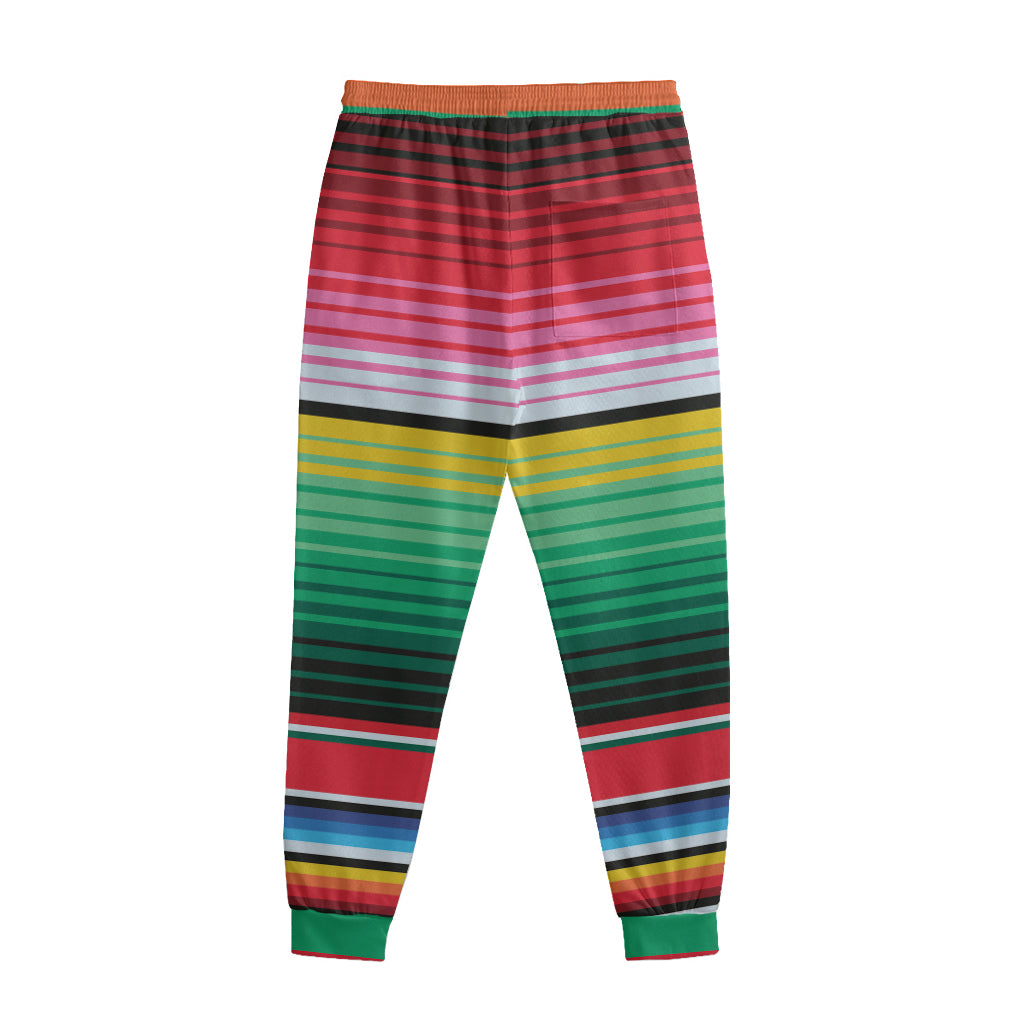 Colorful Mexican Serape Stripe Print Sweatpants