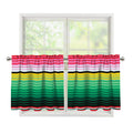 Colorful Mexican Serape Stripe Print Tier Curtains