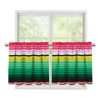 Colorful Mexican Serape Stripe Print Tier Curtains