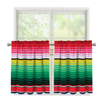 Colorful Mexican Serape Stripe Print Tier Curtains