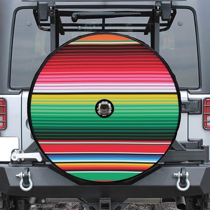 Colorful Mexican Serape Stripe Print Tire Cover With Camera Hole