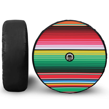 Colorful Mexican Serape Stripe Print Tire Cover With Camera Hole