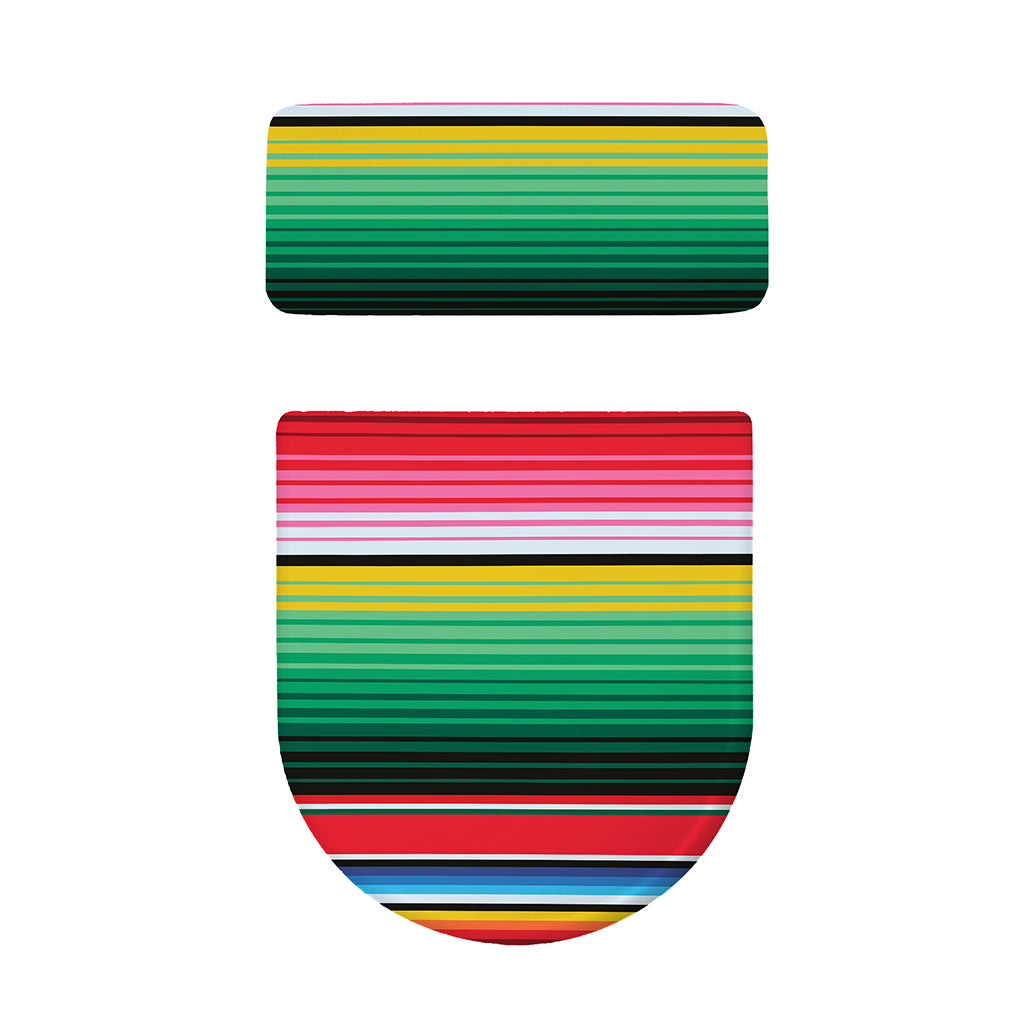 Colorful Mexican Serape Stripe Print Toilet Lid And Tank Cover Set