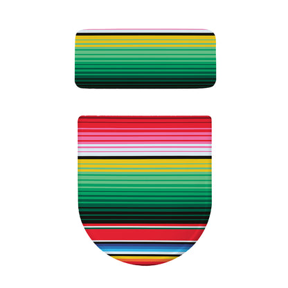 Colorful Mexican Serape Stripe Print Toilet Lid And Tank Cover Set