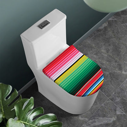 Colorful Mexican Serape Stripe Print Toilet Lid Cover