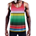 Colorful Mexican Serape Stripe Print Men's Workout Tank Top