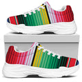 Colorful Mexican Serape Stripe Print White Chunky Shoes