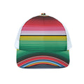 Colorful Mexican Serape Stripe Print White Mesh Trucker Hat