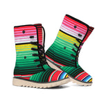 Colorful Mexican Serape Stripe Print Winter Boots