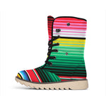Colorful Mexican Serape Stripe Print Winter Boots