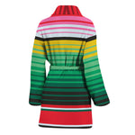 Colorful Mexican Serape Stripe Print Women's Bathrobe