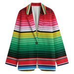 Colorful Mexican Serape Stripe Print Women's Blazer