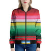 Colorful Mexican Serape Stripe Print Women's Bomber Jacket