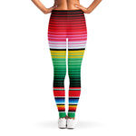 Colorful Mexican Serape Stripe Print Women's Leggings