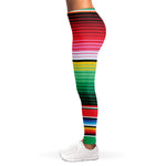 Colorful Mexican Serape Stripe Print Women's Leggings