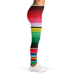 Colorful Mexican Serape Stripe Print Women's Leggings